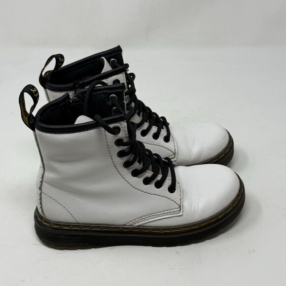 Dr Martens Zavala J Combat Boots Kids Girls Size 13 White Side Zipper Docs Doc - Picture 3 of 16